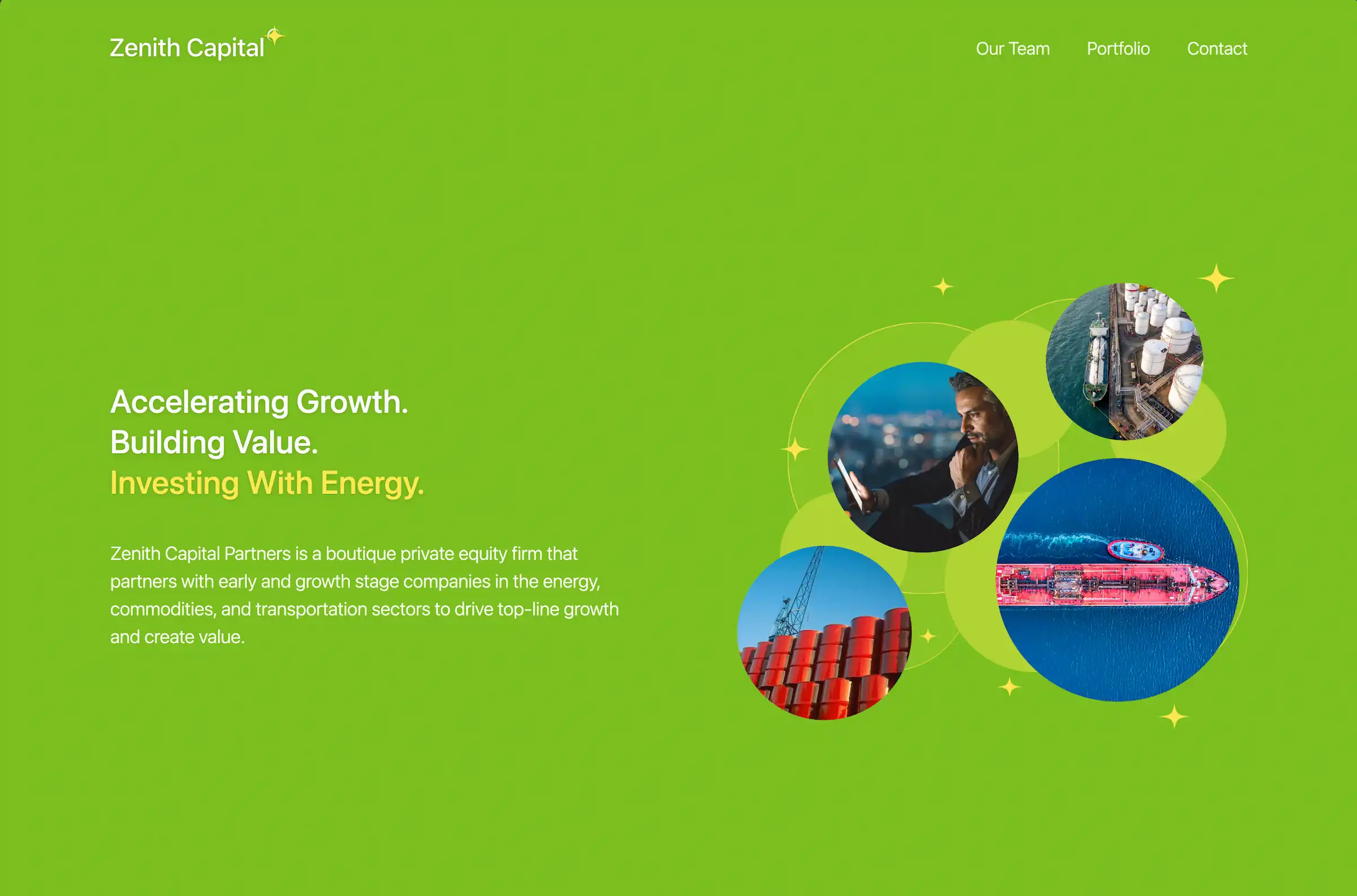Zenith Capital Partners website home page